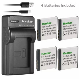 For Sony SLIM Charger & 4 battery for Sony NP-FE1 DSC-T7 DSC-T7/B DSC-T7/S