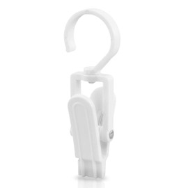 36pcs White Plastic Portable Strong Swivel Hook Multi-functional Clips Laundry Hooks Clothes Pins Hanging Curtain Clips Beach Towel Clips from Blowing Away