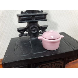 Unbranded Dollhouse Stock Pot for Soups and Stews PINK 1:12 Scale Miniature Kitchen Dishes