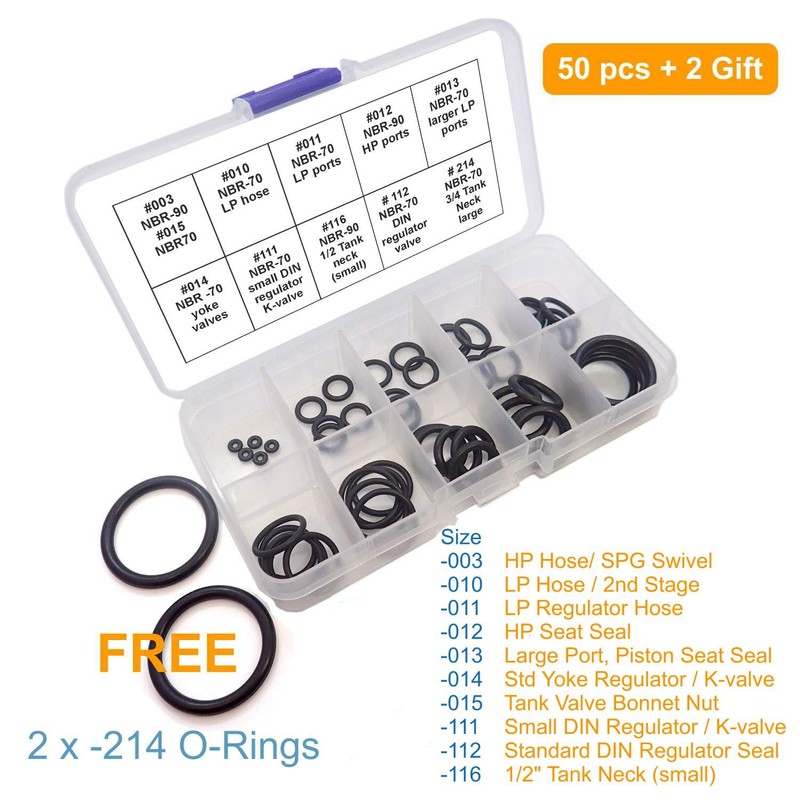 Scuba Diving Dive O-Ring Kit 10 sizes 50 pcs full