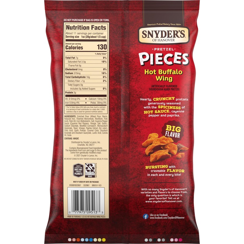Snyder's of Hanover Pretzel Pieces, Hot Buffalo Wing, 11.25 Oz