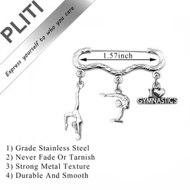 PLITI Gymnast Gift Gymnastics Team Gift Gymnastics Class Gift Jump Off The Beam Flip Off The Bars Gymnastics Brooch Pin (Jump beam pinCA)