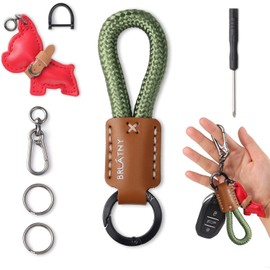 Llavero de Cuerda Trenzada, Llavero de Cuero PU Artesanal con Figura de Perrito – Cordón Antiextravío para Llaves de Coche, Cuerda Trenzada Portallaves, Rotación de 360