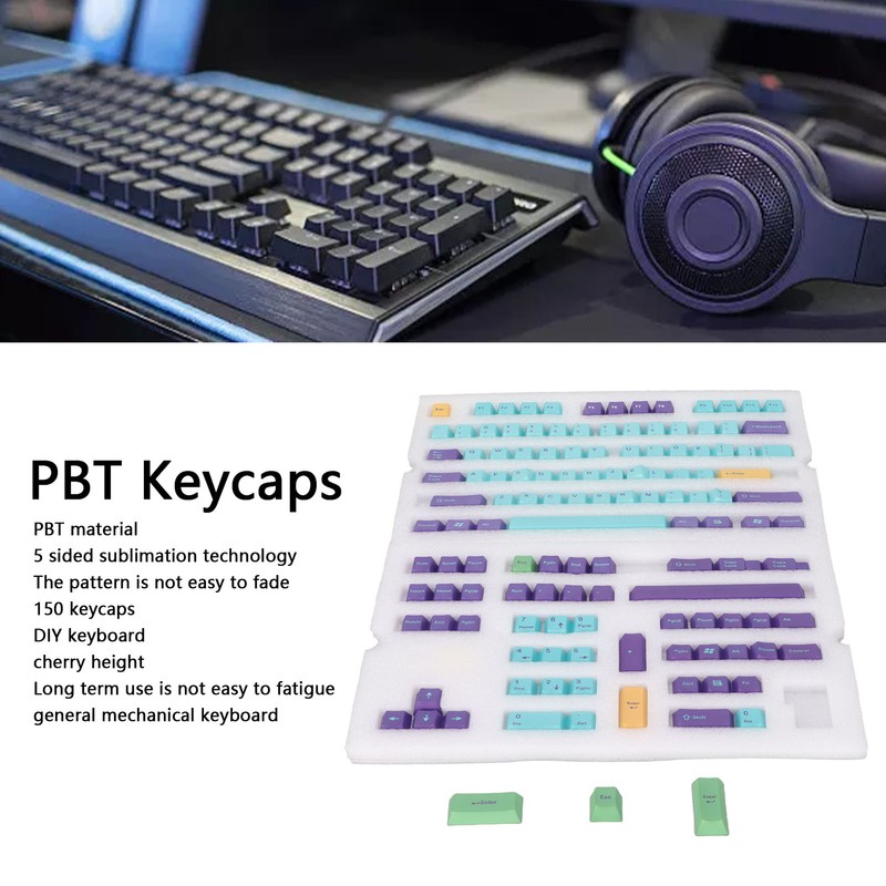 PBT Keycaps 150 Keys 5 Sides Sublimation for Cherry Height
