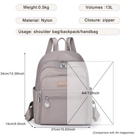 KESUDE Backpack Women's Small Backpack Bag Waterproof School Bag City Backpack Daypacks Nylon Casual Backpack Handbags Backpack School Backpack for Women Everyday School Travel Work, Braun720