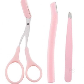 Pink Eyebrow Grooming 3-Piece Set Stray Eyebrow Hairs 2ea