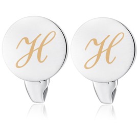 Honey Bear Initial Alphabet Letter Mens Cufflinks Tie Clips Set Silver (H)