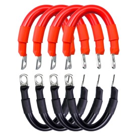 12PCS 2AWG Battery Cable 6-Inch Pure Copper Inverter Cables with 5/16'' Lug Terminals, Power Jumper Cords for Car Truck RV Solar Marine Lawn Mower(6 Red +6 Black)