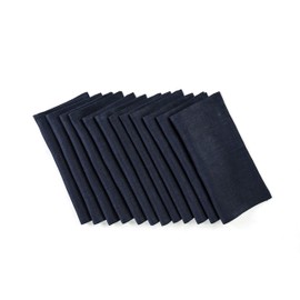 Solino Home 100% Pure Linen Cocktail Napkins - 9 x 9 Inch, Set of 12 - Natural Fabric Handcrafted Machine Washable Athena - Navy