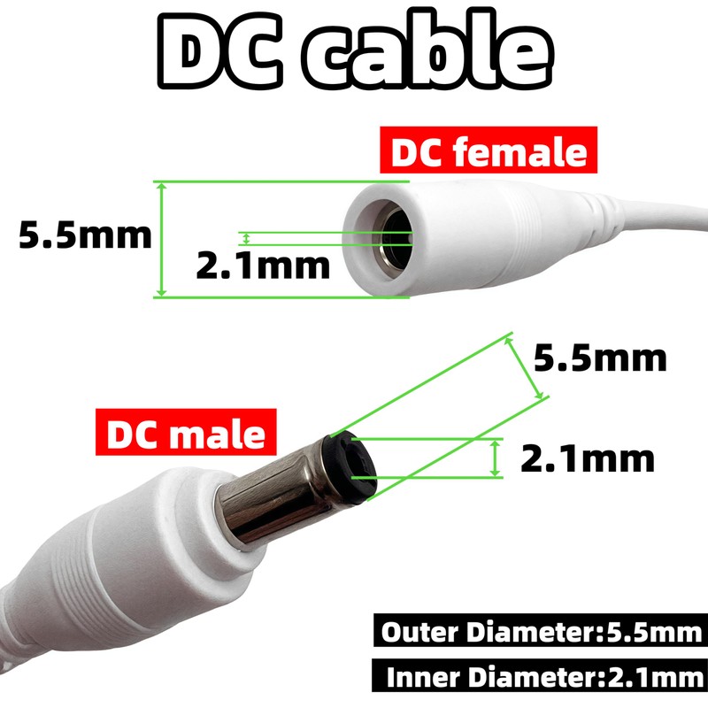 LETONDA DC Power Extension Cable, 12V CCTV Security Camera Cord,