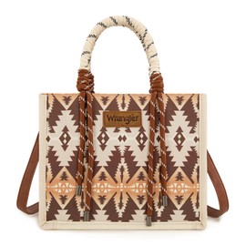 Wrangler Tote Bag Western Satchel Bags for Women with Braided Rope Handles Top-handle Handbag and Purse Shoulder Bag WG206-8122KH