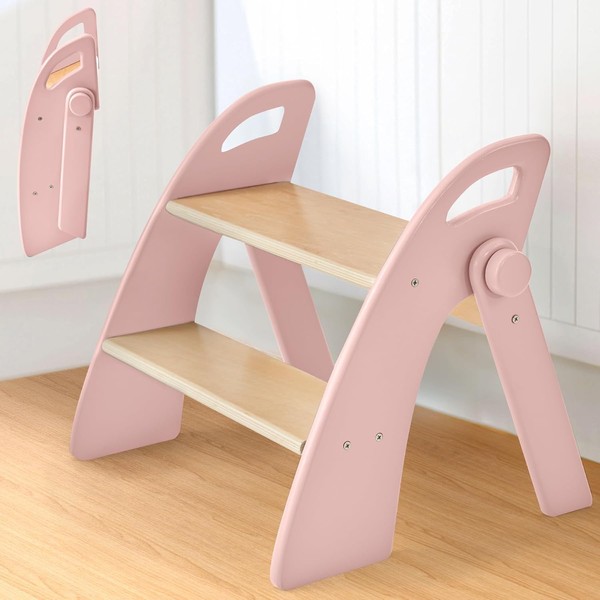Reeple Wooden Step Stool, Two Step Stools, 300 lb. Load