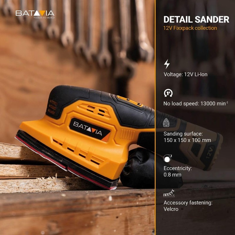 BATAVIA 12V MOUSE SANDER 90 X 90 MM (BARE)