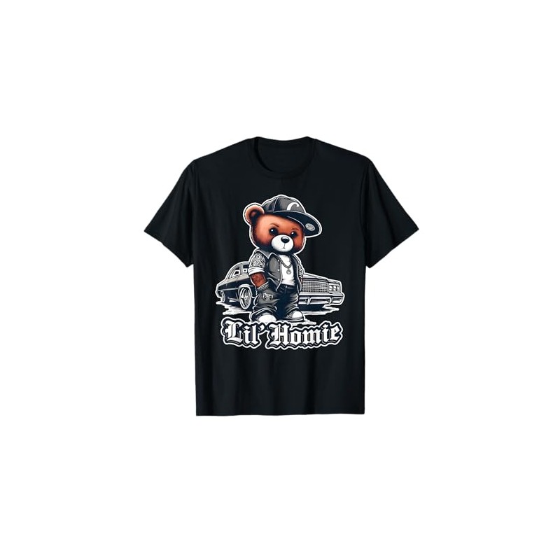 LIL HOMIE Shirt Cute Teddy Bear Hip Hop Lowrider Chicano