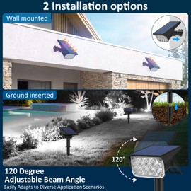 T-SUNUS 20 LED Solar Spotlights, IP65 Waterproof 2-in-1 Outdoor Solar Landscape Light for Yard Garden Driveway Porch Walkway Pool Patio 1 Pack Cold White 6000K