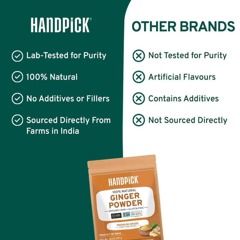 HANDPICK Ginger Powder (14oz/397g) No Additives, No Preservatives, No Fillers