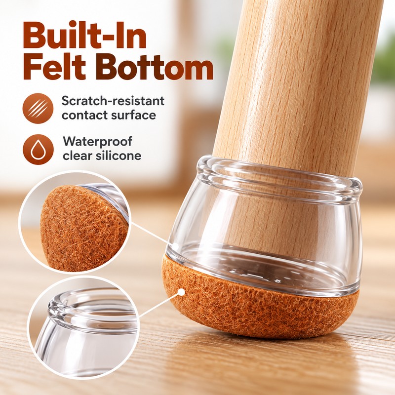Round Silicone Chair Leg Caps for Floor Protection – 16