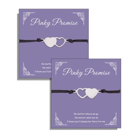 711JEW Friendship Bracelets for Couples, Matching Couple Adjustable Best Friend Bracelets for 2, 2Pcs Pinky Promise Heart Bracelet for Bff Gifts for Women