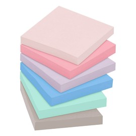 Post-it Notes Super Sticky Recycled Notes in Wanderlust Pastels Collection Colours, 7.6 x 7.6 cm, 65 Sheets/Pad, 6 Sheets/Pack