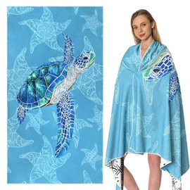 Binlava Microfibre Towel Beach Towel, 180 x 100 cm Bath Towels Large, Absorbent and Quick Drying, Beach Towel Microfibre for Women Men Beach, Travel, Swimming (Turtles)