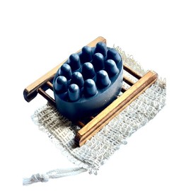 Massage Charcoal Soap Bar Soap With Exfoliating Bag Pouch and Bamboo Wood Soap Holder, Detox Soap, Activated Charcoal Soap, Vegan Soap