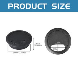 Pack of 9 cable grommets, cable passage for desks, office and worktops (plastic black)