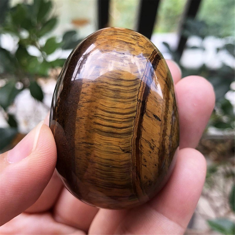 Fekuar Stone Egg Figurine, Polished Healing Crystal Easter Eggs Sphere