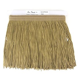 SEW TRENDS 5 Yards of 12" Long Chainette Fringe Thread Yarn Tassel Trim Braid Fringe for Crafts Sewing and Decor-Antique Gold