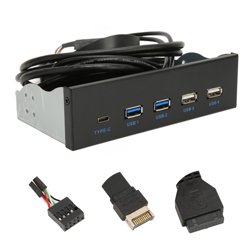 5.25 Inch Media Dashboard 2xUSB3.0 2xUSB2.0 1xType C 10Gbps High