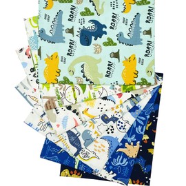 Dinosaur Quilt Fat Quarters Fabric Bundles Cotton Cartoon Dino World Fabric for Baby Boy Kids 18"x 22" (7pcs) SZRUIZFZ
