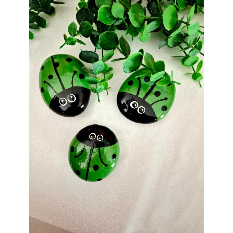 Lady Bug Rock, Get Well Gift, Ladybug Rock, Green Painted