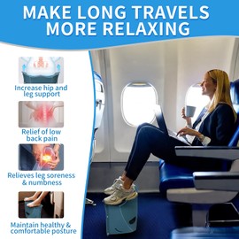 Travel Foot Rest for Airplane & Office - Portable Under Desk Foot Stool, Relieves Back & Knee Pain, Comfort for Long Flights, Cars, Subways & Trains - 2 Pack (Blue & Green)
