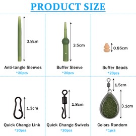 Carp Fishing Rigs Helicopter Kit for Coarse Carp Hair Rigs, Chod Rig Buffers Beads Quick Change Swivels Anti-tangle Sleeves Carp Fishing Tackle, 101pcs/box
