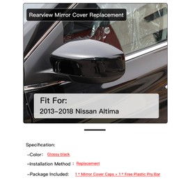 TKPUFR Left Driver Side Mirror Cover Cap Compatible with Nissan Altima 2013-2018 Glossy Black