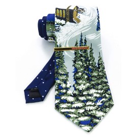 JEMYGINS Men's Christmas Tie and Tie Clip Set - m