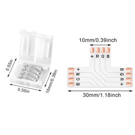 Fntek L Shape 4-Pin LED Connectors, 10-Pack 10mm Wide Right Angle Corner Solderless Adapter Connector Terminal Extension Connectors for 3528 5050 SMD RGB 4 Conductor LED Light Strips