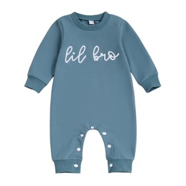 YINGISFITM Little Brother Little Sister Newborn Outfit Long Sleeve Sweatshirt Romper Jumpsuit Baby Clothes For Boys Girls (Little Brother Onesie Blue, 3-6 Months)