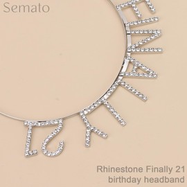 Semato 21st Birthday Sash & Rhinestone “FINALLY 21” Birthday Headband Kit- 21st Birthday Decorations Birthday Gifts for Her Happy 21st Birthday Decorations (silver)
