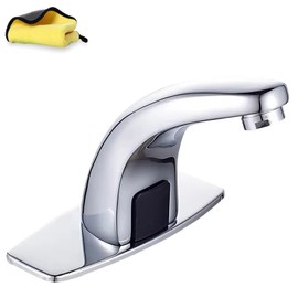 DELCO's Factory Touchless Bathroom Faucet With Motion Sensor and Hole Cover Plate - Automatic Hands-Free Commercial Toilet Faucet for 1 or 3 Hole Installation