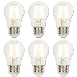 Westinghouse 5277020 6 Watt (60 Watt Equivalent) A15 Dimmable Clear Filament LED Light Bulb, Medium Base, 6 Pack