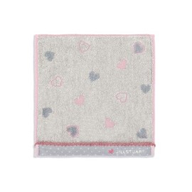 JILL STUART Candy Dot Towel Handkerchief, Gray, Heart, Full Feed Cotton, 58-1700060, Approx. 7.9 x 7.9 inches (20 x 20 cm)