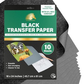 MyArtscape Graphite Transfer Paper, 18" x 24" - 10 Sheets - Black Waxed Carbon Paper - for Drawing, Tracing and Transfer - Premium Arts and Crafts Supplies
