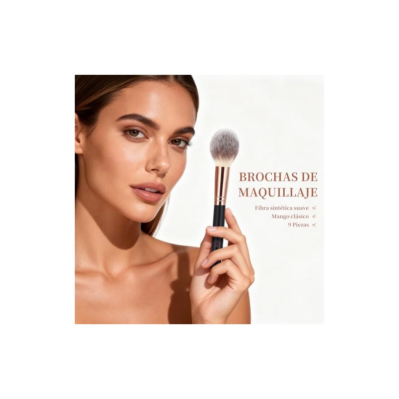 MAANGE 9PCS Brochas de Maquillaje Profesional Set de Brochas para