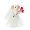 Abbott Collection Bride Mouse Ornament with Bouquet, 5-Inch, White