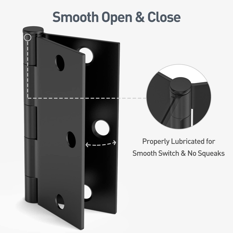 3 Pack Door Hinges 3.5 Inch with Square Corner, Matte