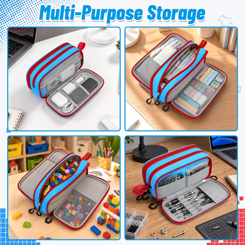 Duzieda Pencil Case for Boys, Large Capacity Pencil Pouch with