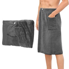 Men's Sauna Kilt, Adjustable, Quick-Drying Sauna Towel for Sauna, Gym, Shower and Beach, Comfortable and Elastic, Ideal as Sauna Towel for Men or Shower Towel (Grey, 70 x 140 cm)