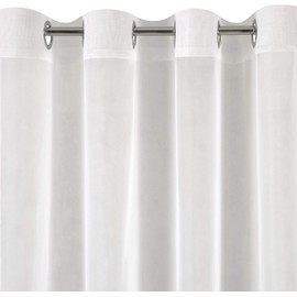 Eurofirany Frida Voile Curtain with Eyelets – Pack of 1 Transparent Curtain Linen Look Transparent Plain for Bedroom Living Room Children's Room 300 x 250 cm White