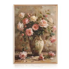 Dazzlewall Vintage Flower Canvas Wall Art French Country Floral in Vase Prints Oil Painting for Bedroom Living Room 12x16 in Unframed