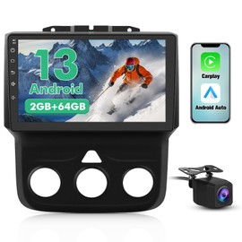 Android 13 Car Radio Stereo for Dodge RAM 1500 2500 3500 2013 2014 2015 2016 2017 2018 with Carplay Android Auto Bluetooth 2GB RAM 64GB ROM(Only fit Manual AC)